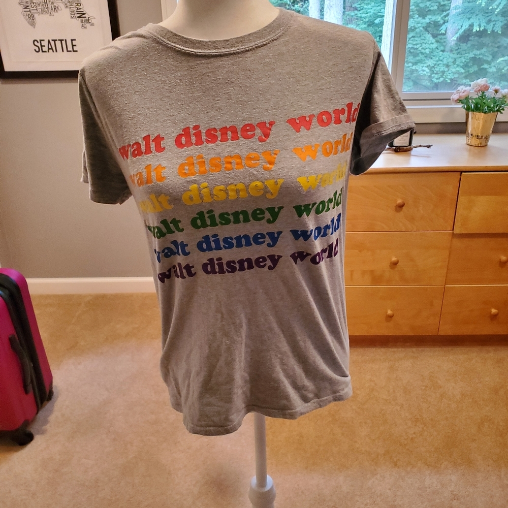 Womens sz small grey rainbow Walt Disney world t shirt